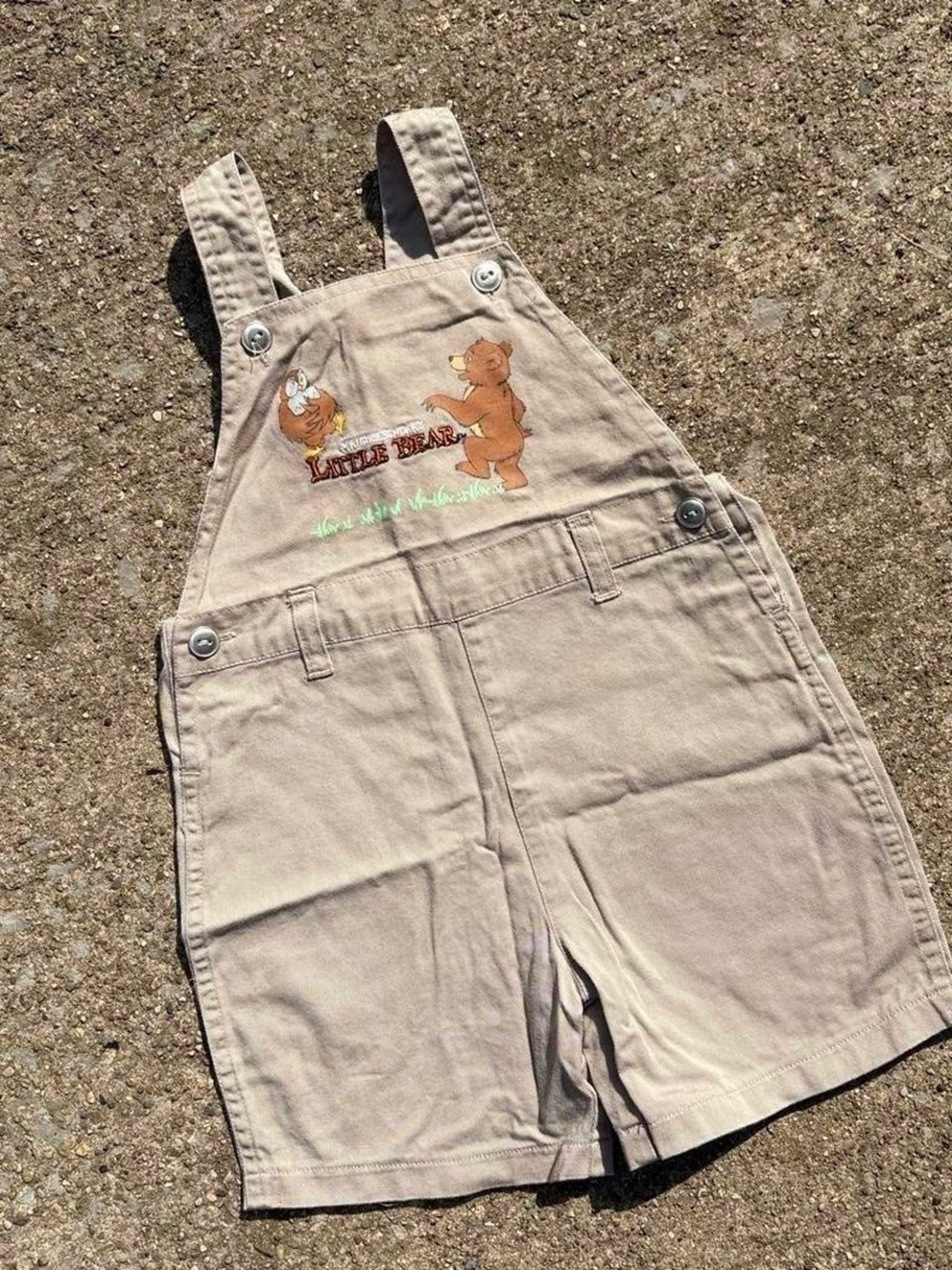 Adorable rare vintage 2001 Little Bear khaki overalls
